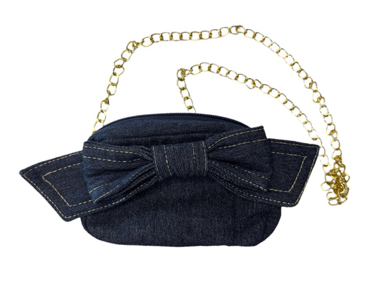 Denim bow bag mini